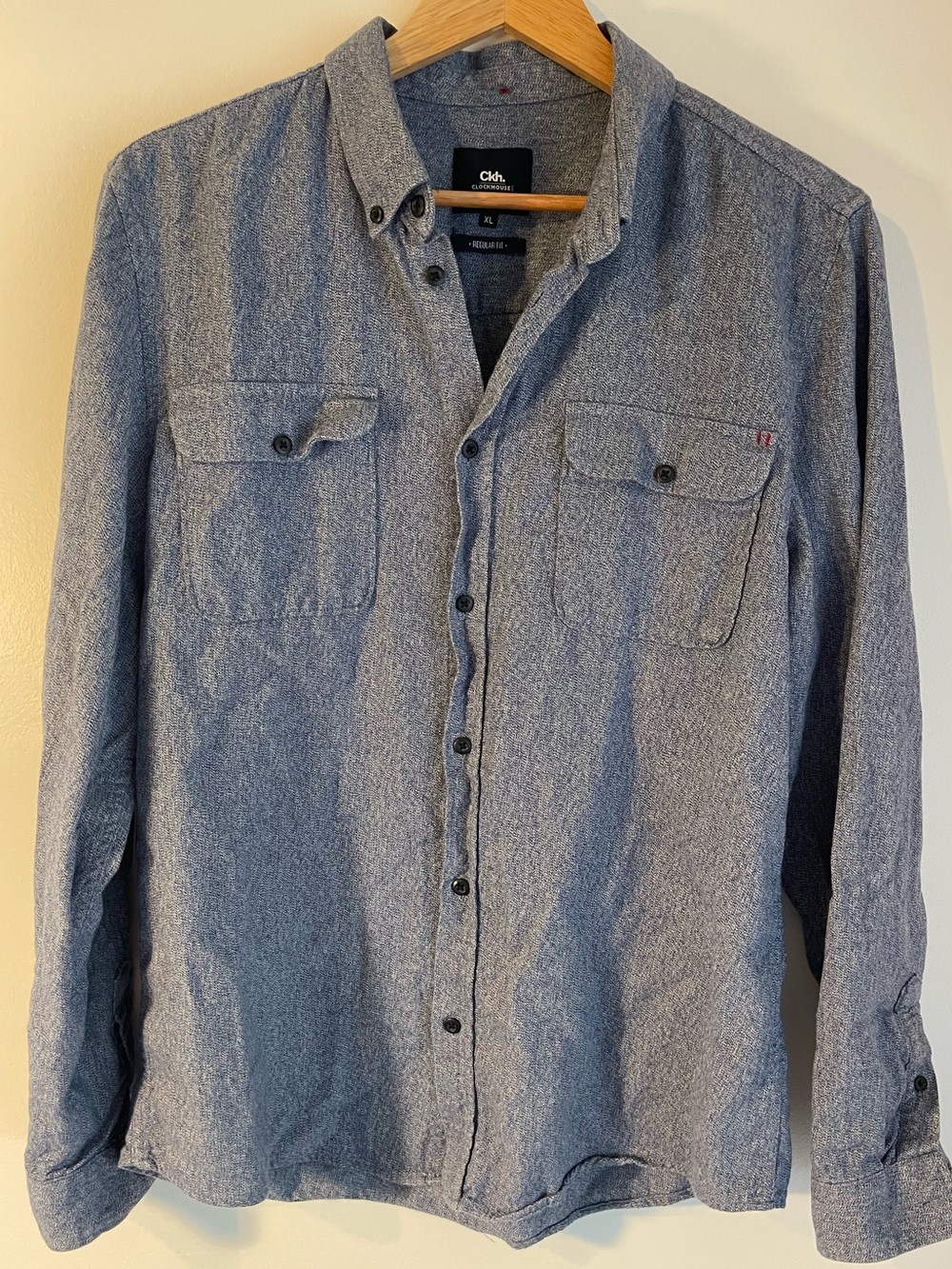 Clockhouse C&A Blue Chambray Flannel Long Sleeve Button Up Shirt XL